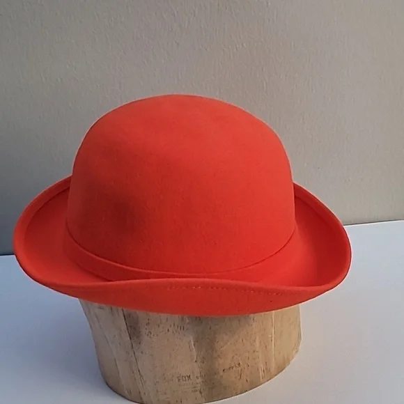 Vintage Doeskin Felt Wool Hat Orange Red - Picture 4 of 7